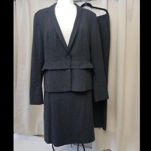 Halogen Charcoal Gray, White Pinstripe 3 pc Suit